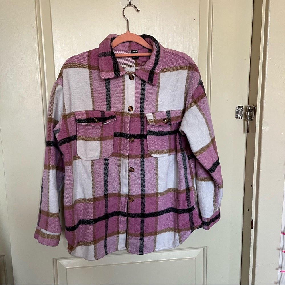 Pink button up flannel